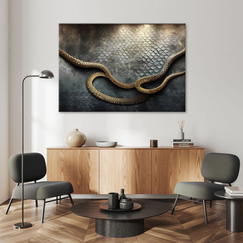 Obraz do salonu sypialni Feeby Złoty Wąż Płazy 100x70 cm 1szt