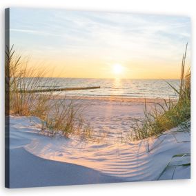 Obraz do salonu sypialni Feeby Zachód Słońca na plaży Beżowy 60x60cm 1szt