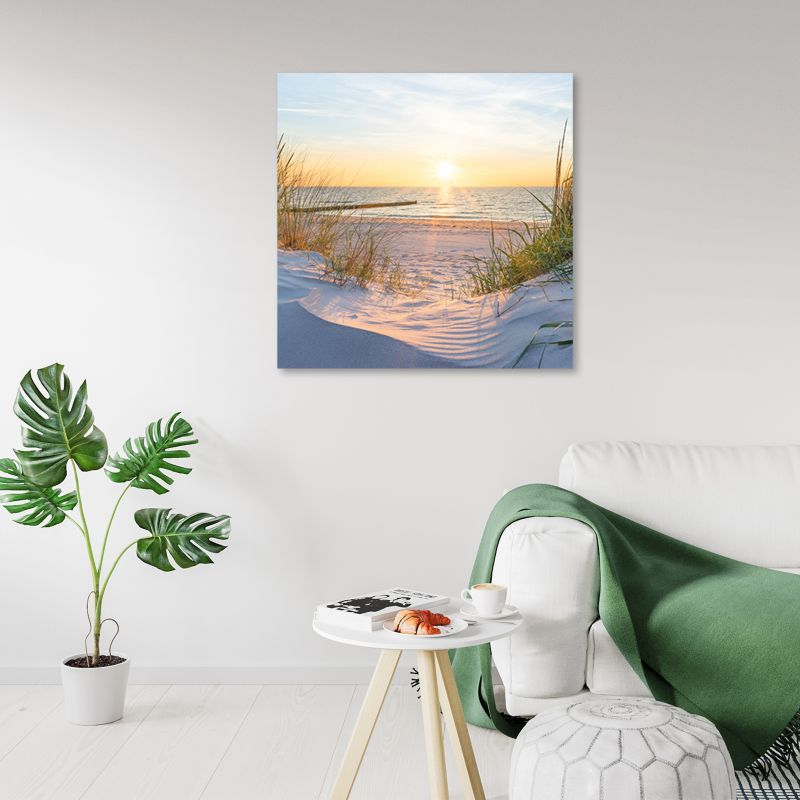 Obraz do salonu sypialni Feeby Zachód Słońca na plaży Beżowy 60x60cm 1szt
