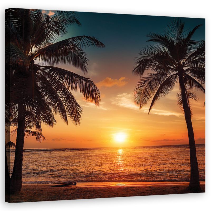 Obraz do salonu sypialni Feeby Zachód Słońca Plaża Palmy 30x30 cm 1szt