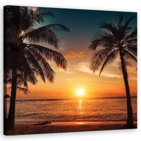 Obraz do salonu sypialni Feeby Zachód Słońca Plaża Palmy 40x40 cm 1szt