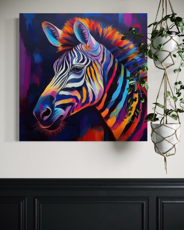 Obraz do salonu sypialni Feeby Zebra Zwierzę Pop Art 60x60 cm 1szt