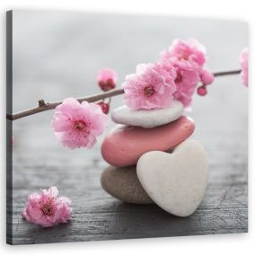 Obraz do salonu sypialni Feeby Zen Kwiat Wiśni Serce Kamień Różowy 30x30cm 1szt