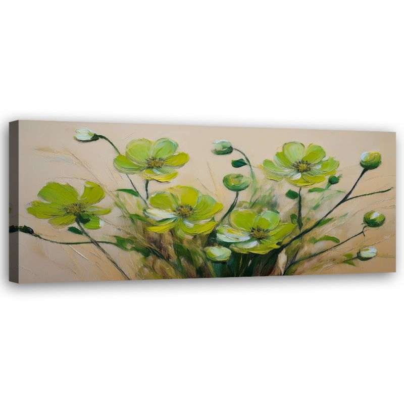 Obraz do salonu sypialni Feeby Zielone Kwiaty rośliny Kompozycja 150x50 cm 1 szt