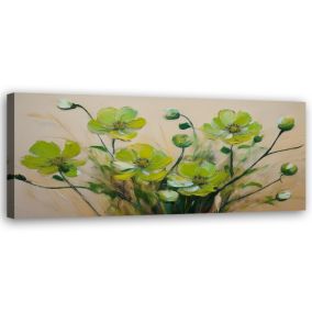Obraz do salonu sypialni Feeby Zielone Kwiaty rośliny Kompozycja 150x50 cm 1 szt