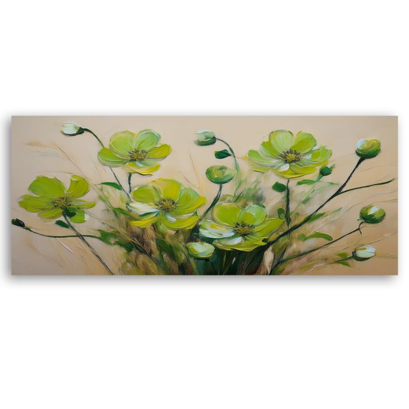 Obraz do salonu sypialni Feeby Zielone Kwiaty rośliny Kompozycja 150x50 cm 1 szt