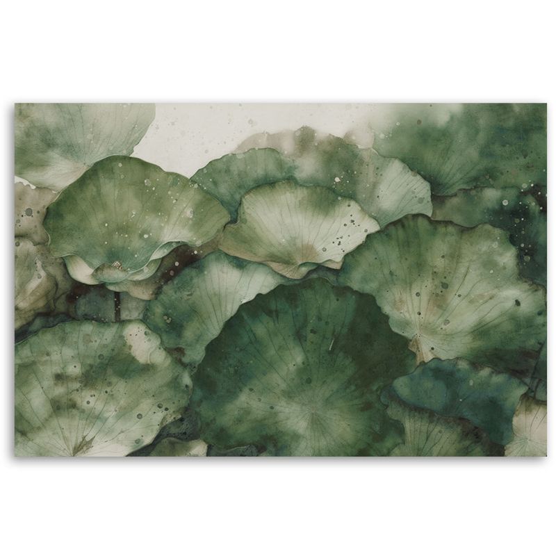 Obraz do salonu sypialni Feeby Zielone Liście Lotosu 120x80 cm 1szt
