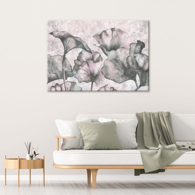 Obraz do salonu sypialni Feeby Zielone Liście na tle betonu 100x70 cm 1szt