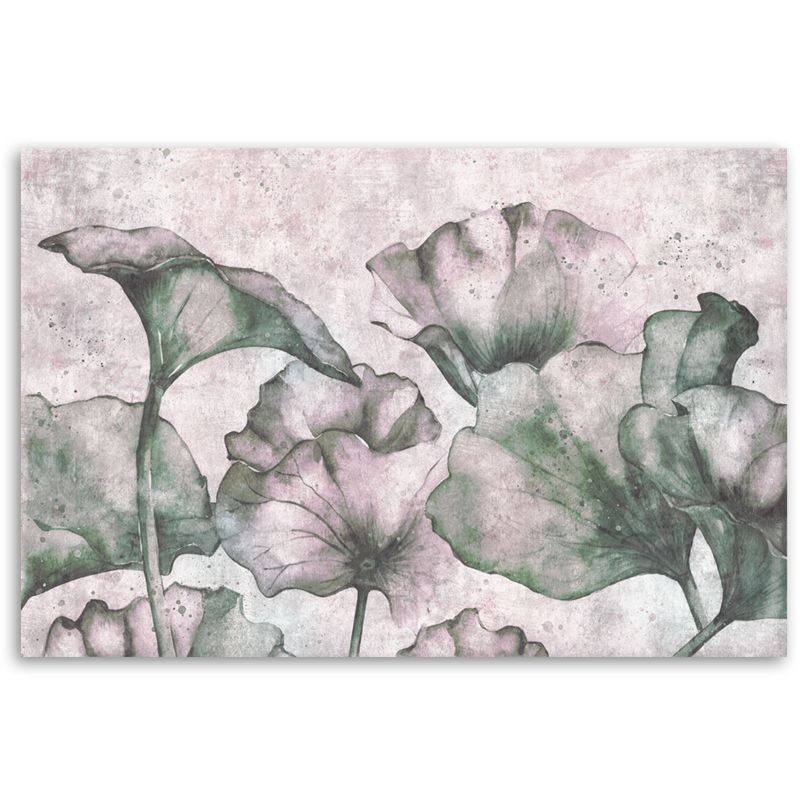 Obraz do salonu sypialni Feeby Zielone Liście na tle betonu 100x70 cm 1szt