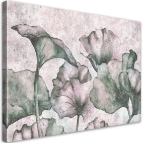 Obraz do salonu sypialni Feeby Zielone Liście na tle betonu 60x40 cm 1szt