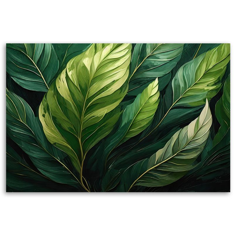 Obraz do salonu sypialni Feeby Zielone Liście Rośliny 90x60 cm 1szt
