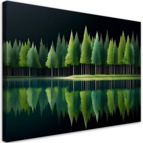 Obraz do salonu sypialni Feeby Zielony Las Jezioro Pejzaż 60x40 cm 1 szt