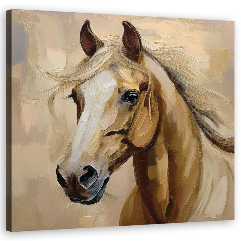 Obraz do salonu sypialni Feeby Zwierzęta Koń Beżowy 40x40 cm 1szt