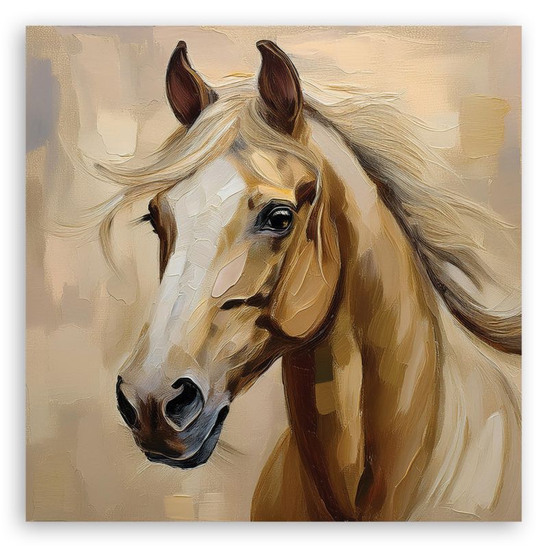 Obraz do salonu sypialni Feeby Zwierzęta Koń Beżowy 40x40 cm 1szt