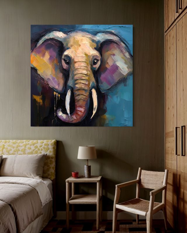 Obraz do salonu sypialni Feeby Zwierzęta Słonie Afryka 60x60 cm 1szt