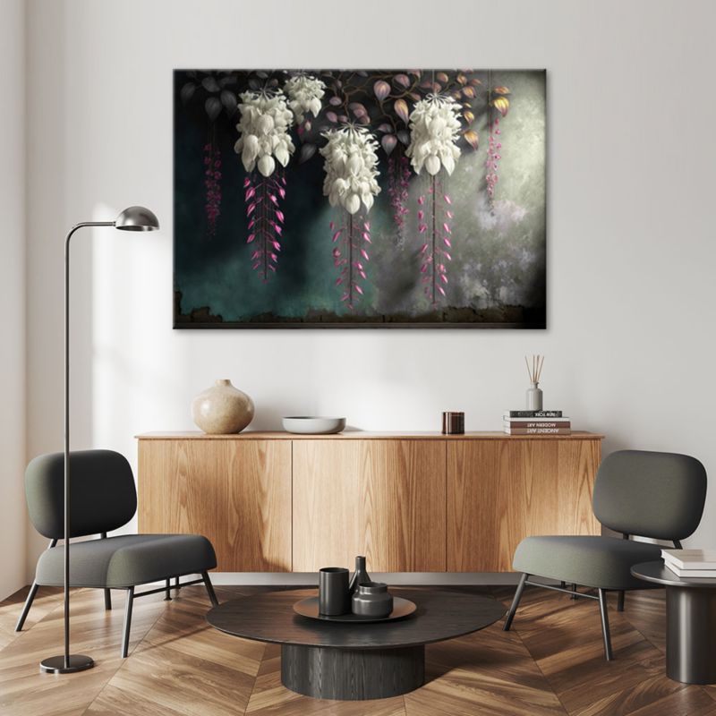 Obraz do salonu sypialni Feeby Zwisające Kwiaty Beton 90x60 cm 1szt