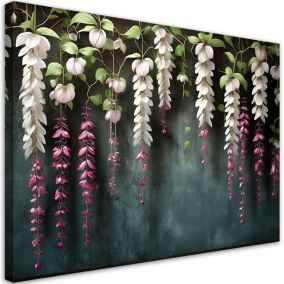 Obraz do salonu sypialni Feeby Zwisające Kwiaty Wisteria Białe 100x70 cm 1szt