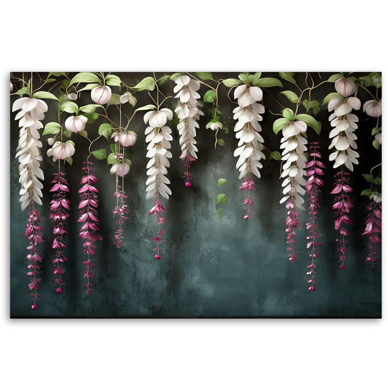 Obraz do salonu sypialni Feeby Zwisające Kwiaty Wisteria Białe 100x70 cm 1szt