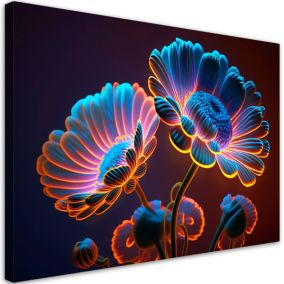 Obraz do salonu sypialni nowoczesny Feeby Neonowe Kwiaty 100x70cm 1szt