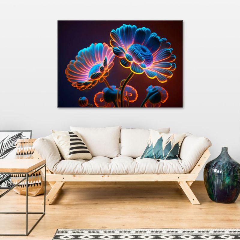 Obraz do salonu sypialni nowoczesny Feeby Neonowe Kwiaty 100x70cm 1szt