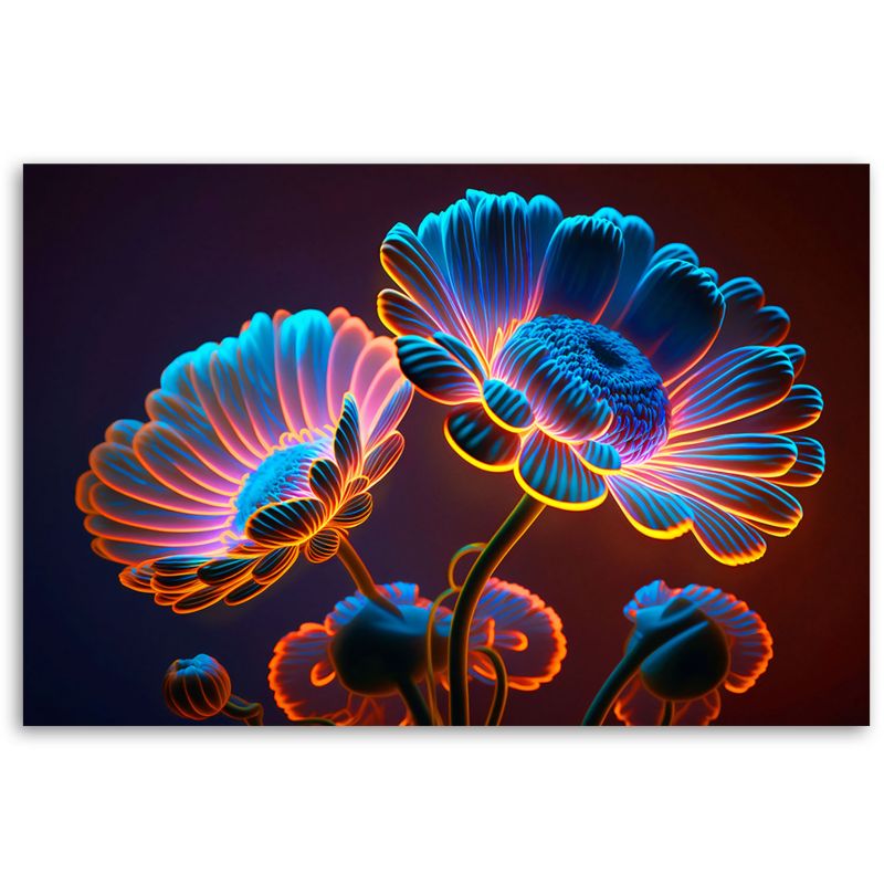 Obraz do salonu sypialni nowoczesny Feeby Neonowe Kwiaty 100x70cm 1szt