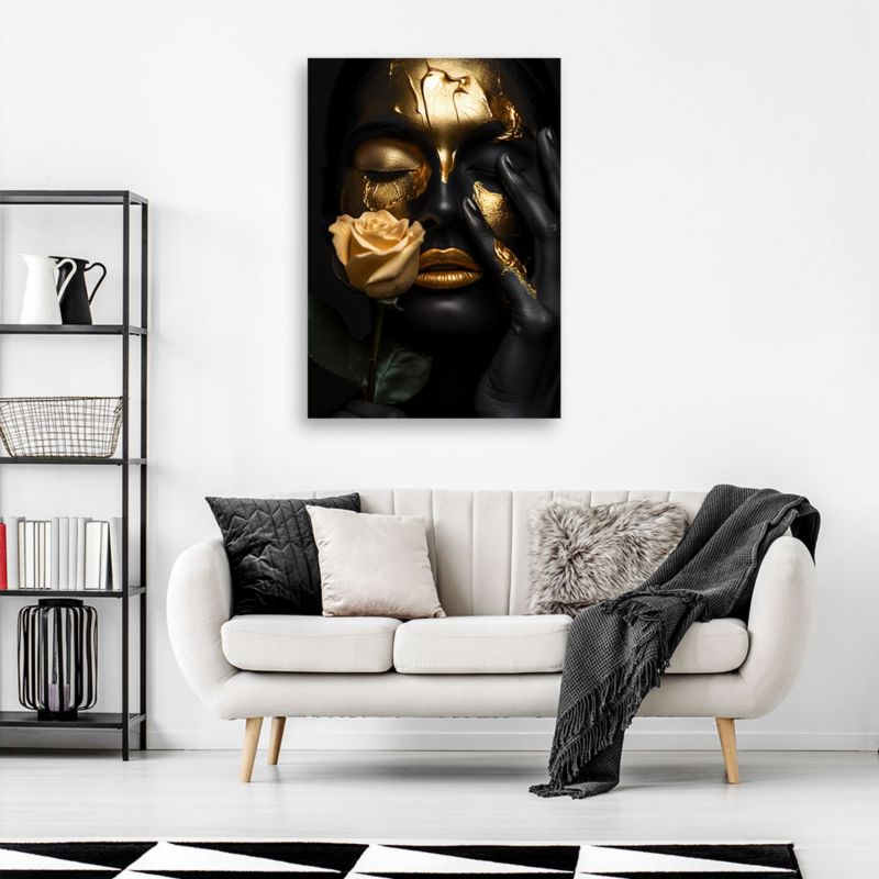 Obraz do salonu sypialni nowoczesny Feeby Złota Twarz Kobiety Glamour 60x90cm 1szt