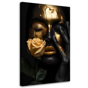 Obraz do salonu sypialni nowoczesny Feeby Złota Twarz Kobiety Glamour 70x100cm 1szt