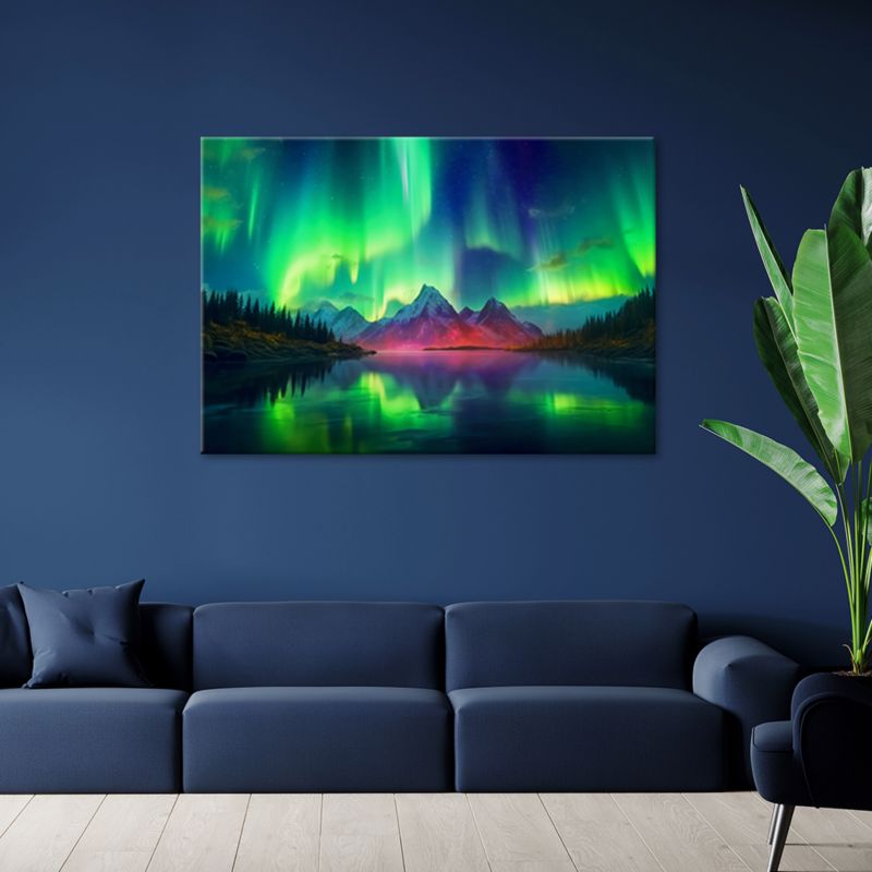 Obraz do salonu sypialni nowoczesny Feeby Zorza polarna Krajobraz Zielony 120x80cm 1szt