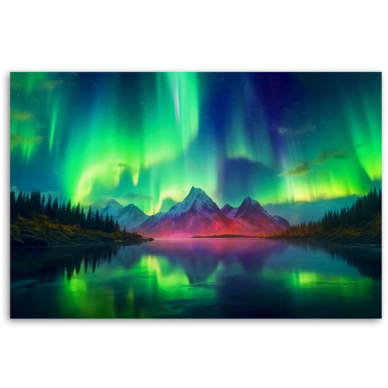 Obraz do salonu sypialni nowoczesny Feeby Zorza polarna Krajobraz Zielony 120x80cm 1szt