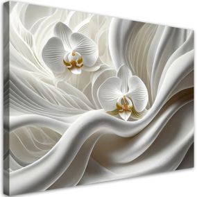 Obraz do salonu sypialnia Feeby Biała Orchidea Abstrakcja 3D 100x70 cm 1szt