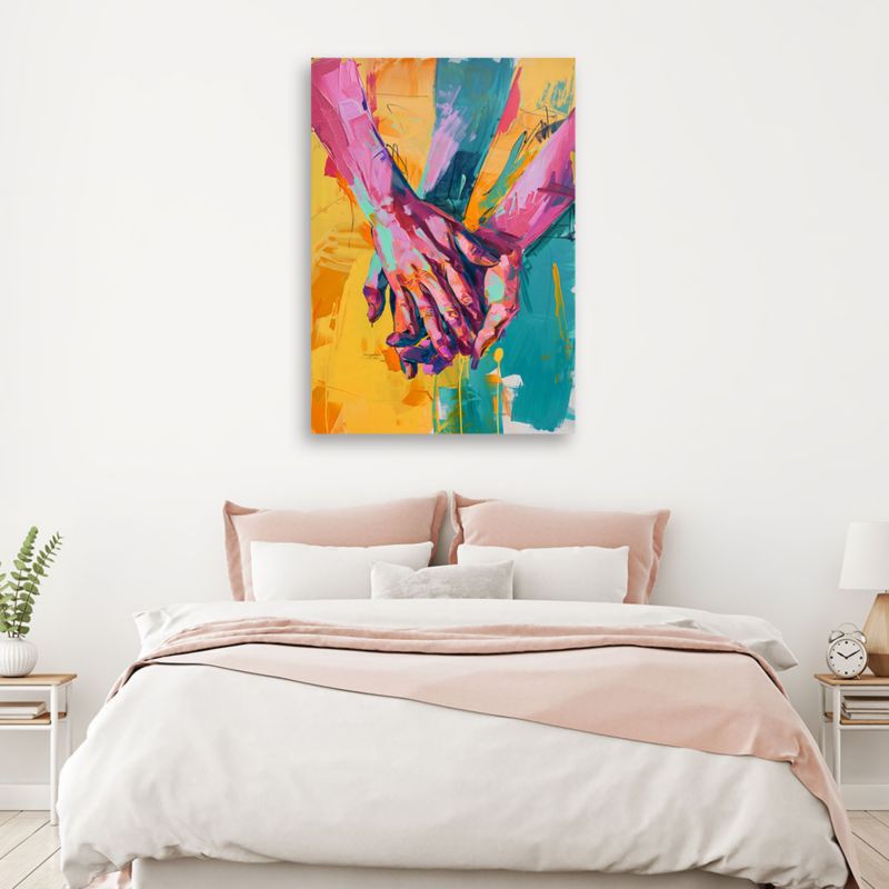 Obraz do sypialni Feeby Dotyk Dłonie Miłość Romantyczny 60x90 cm 1szt