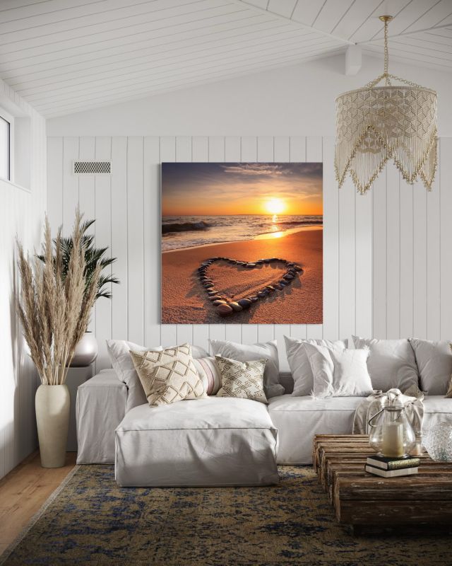 Obraz do sypialni Feeby Serce Miłość Zachód Słońca 40x40 cm 1szt