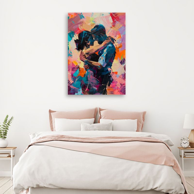 Obraz do sypialni Feeby Zakochana Para Abstrakcja Kolorowy 70x100 cm 1szt