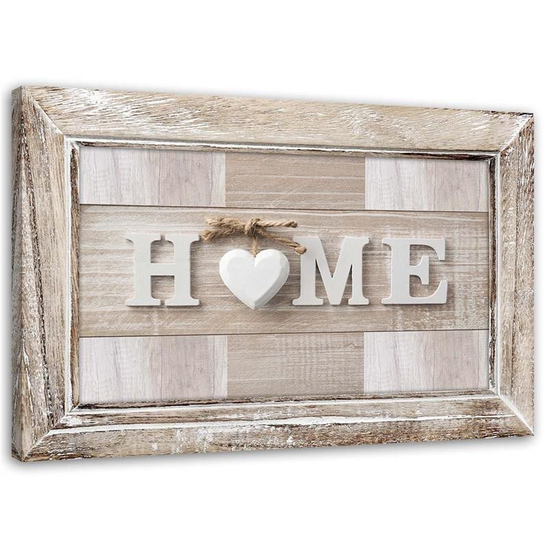 Obraz do sypialni na ścianę Feeby Napis Home Shabby chic Beżowy 60x40cm 1szt