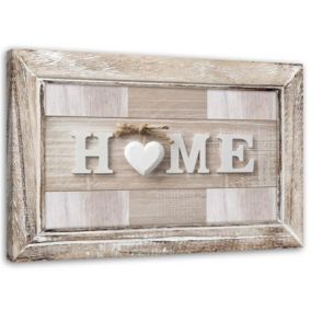 Obraz do sypialni na ścianę Feeby Napis Home Shabby chic Beżowy 60x40cm 1szt