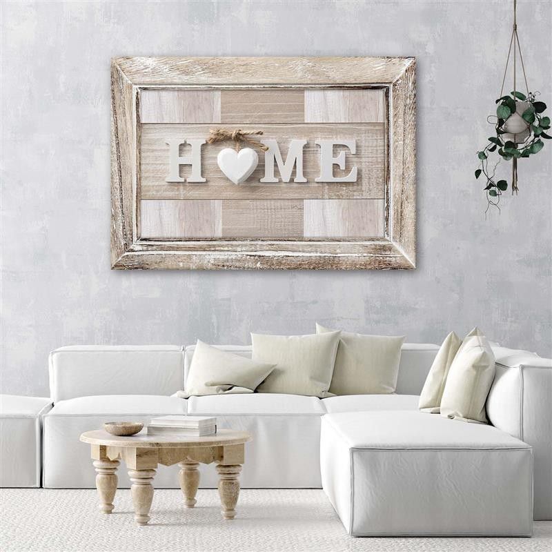 Obraz do sypialni na ścianę Feeby Napis Home Shabby chic Beżowy 60x40cm 1szt