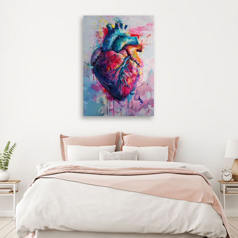 Obraz do sypialni pokoju Feeby Serce Miłość Akwarela Kolorowy 60x90 cm 1szt