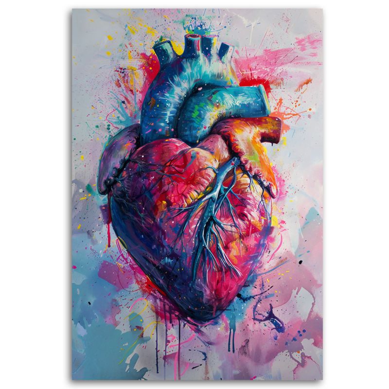 Obraz do sypialni pokoju Feeby Serce Miłość Akwarela Kolorowy 60x90 cm 1szt