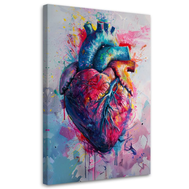 Obraz do sypialni pokoju Feeby Serce Miłość Akwarela Kolorowy 70x100 cm 1szt