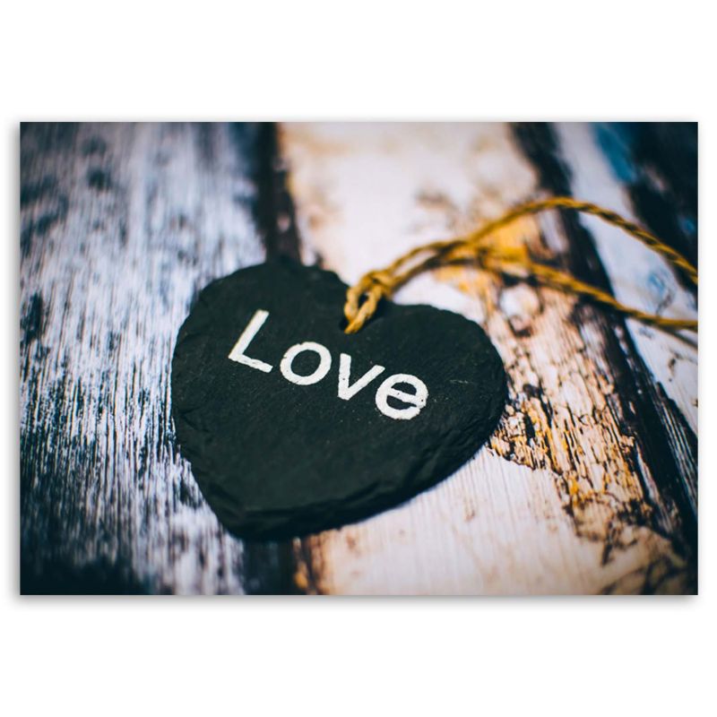 Obraz do sypialni pokoju Feeby Serce z napisem Love Vintage 100x70cm 1szt