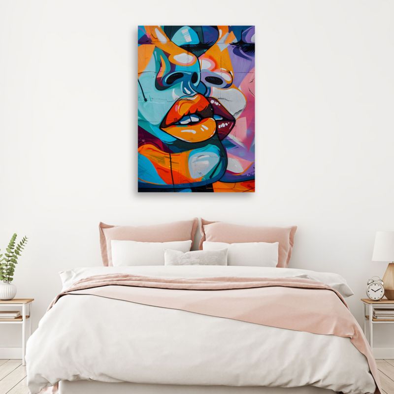 Obraz do sypialni salonu Feeby Abstrakcja Kolorowe Twarze 40x60 cm 1szt