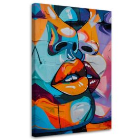 Obraz do sypialni salonu Feeby Abstrakcja Kolorowe Twarze 70x100 cm 1szt