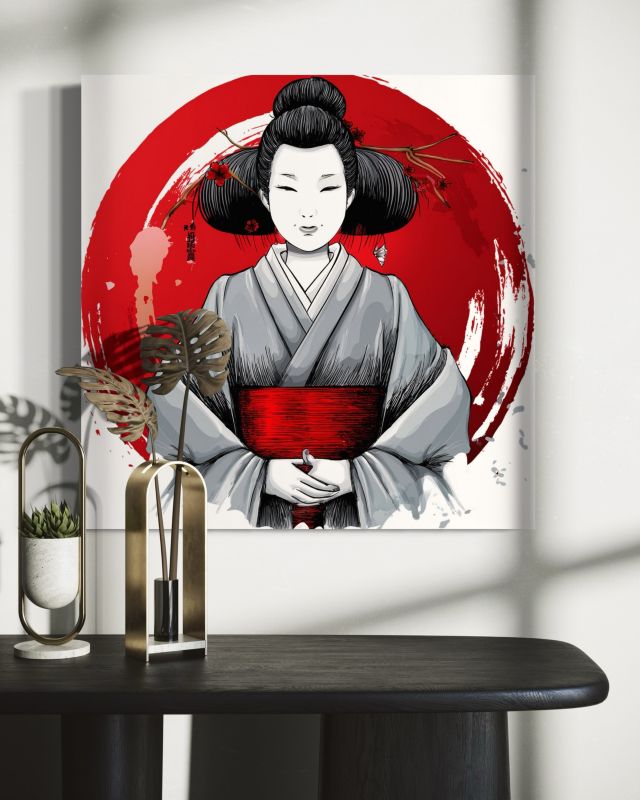 Obraz do sypialni salonu Feeby Gejsza Kimono Ukiyo-E 60x60 cm 1szt