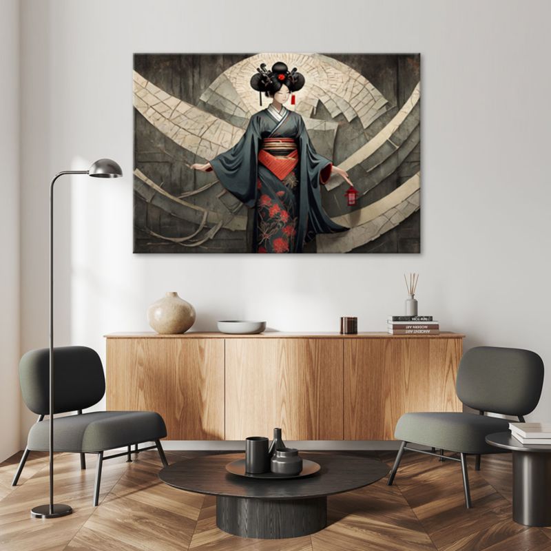 Obraz do sypialni salonu Feeby Japońska Dziewczyna w kimonie 100x70 cm 1szt