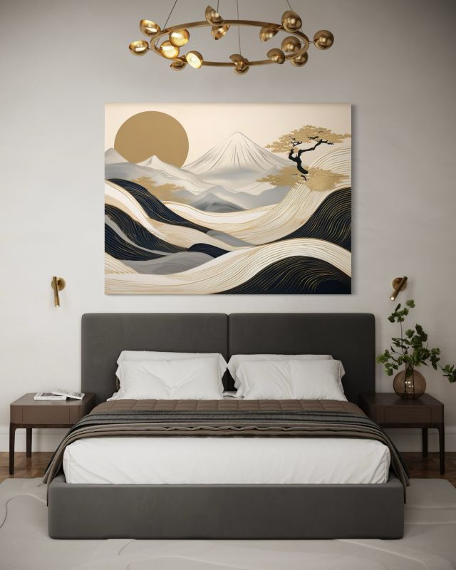 Obraz do sypialni salonu Feeby Japoński Krajobraz Boho 120x80 cm 1szt