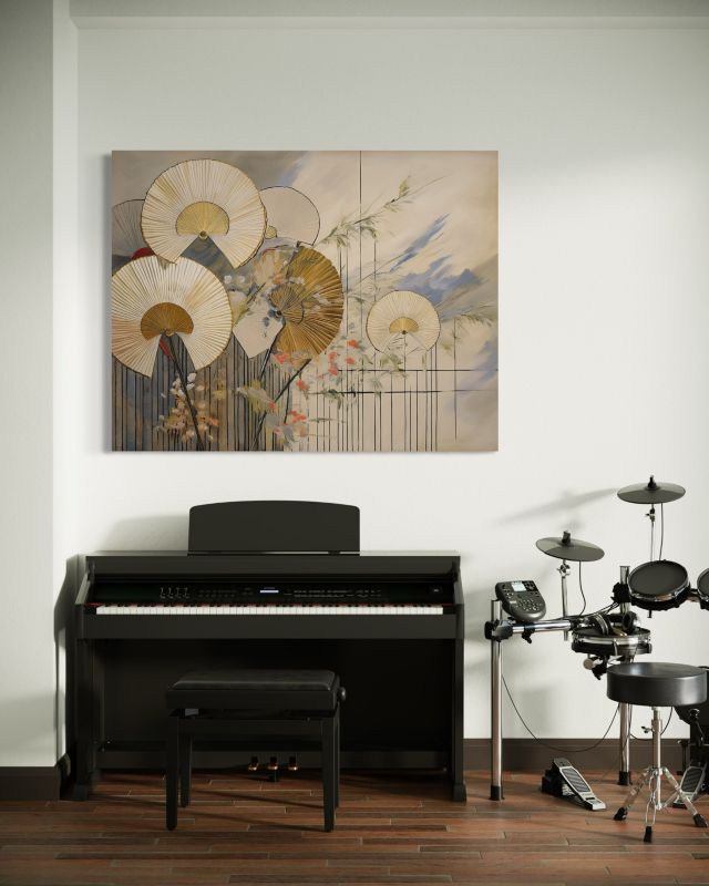 Obraz do sypialni salonu Feeby Japońskie Wachlarze Beżowy 120x80 cm 1szt