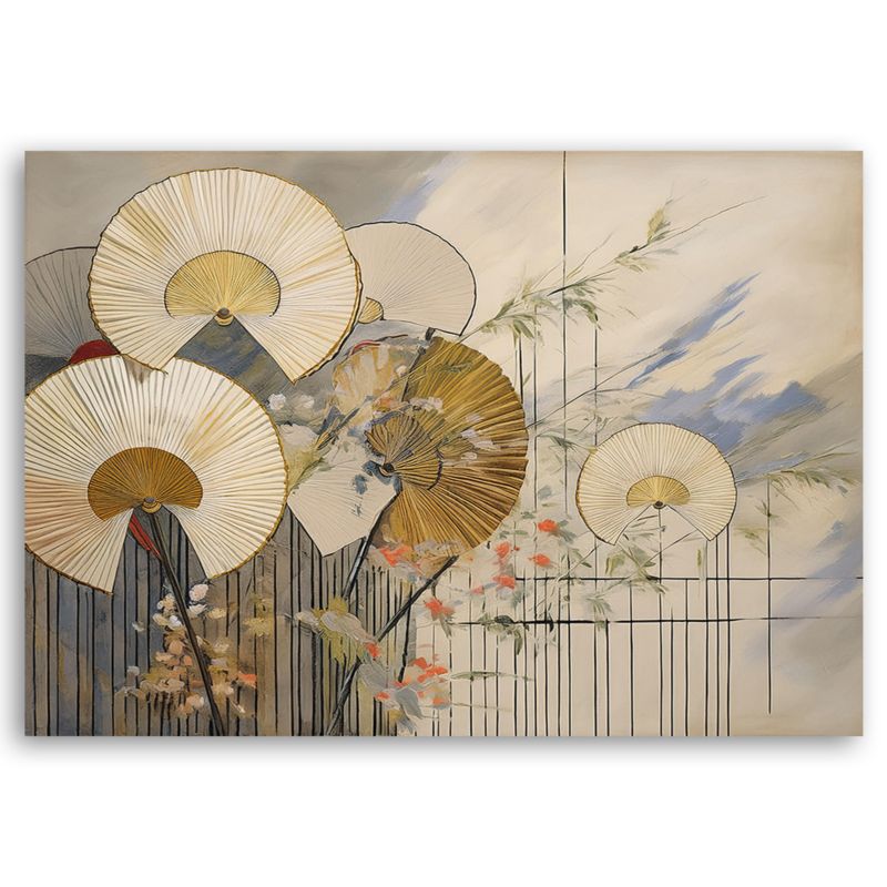 Obraz do sypialni salonu Feeby Japońskie Wachlarze Beżowy 120x80 cm 1szt