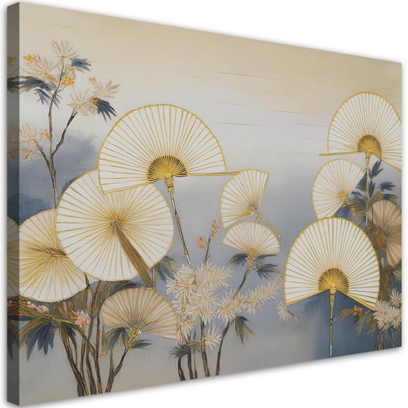 Obraz do sypialni salonu Feeby Japońskie Wachlarze Beżowy 90x60 cm 1szt