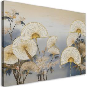 Obraz do sypialni salonu Feeby Japońskie Wachlarze Beżowy 90x60 cm 1szt