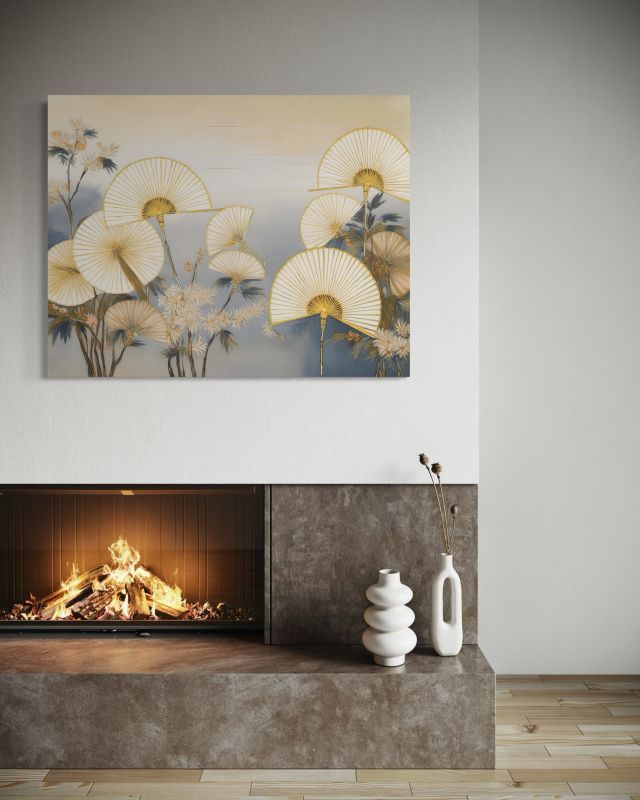 Obraz do sypialni salonu Feeby Japońskie Wachlarze Beżowy 90x60 cm 1szt